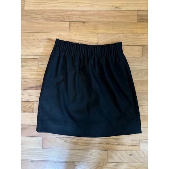 J.Crew Women's 0 Skirt Wool Blend Black Mini Elastic Waist Pockets Closet Staple - Picture 1 of 9